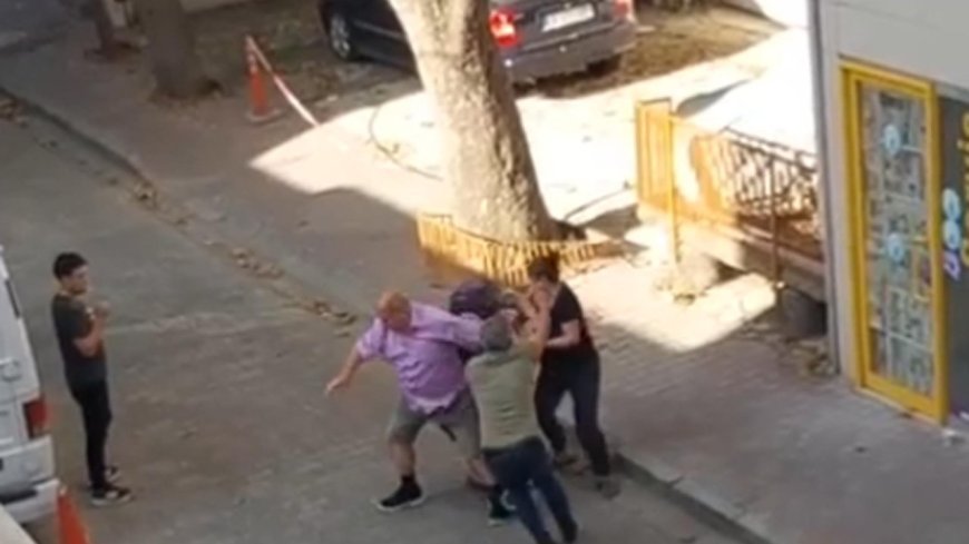 Ev sahibi ile kiracı arasında biber gazlı, sopalı kavga kamerada