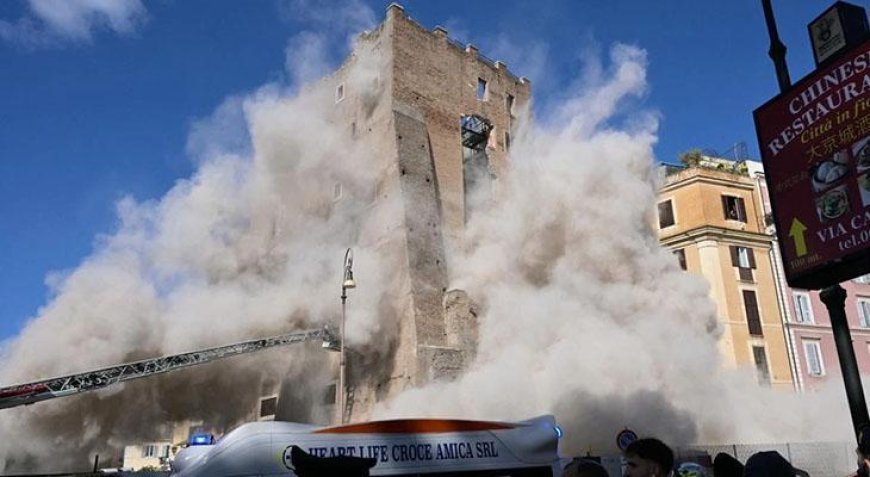 Roma'da tarihi kule çöktü! Enkazdan 11 saat sonra sağ kurtarıldı, kalbine yenik düştü