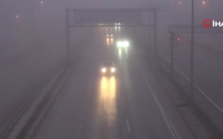 Kocaeli'de yoğun sis. D-100'de görüş mesafesi 75 metreye düştü