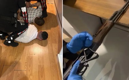 Otel odasına şok baskın. Cephanelik çıktı