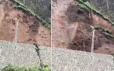 Rize'de çay bahçesindeki heyelan kamerada