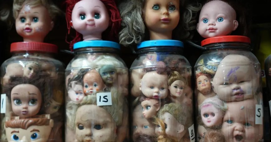 5 bin parçalık oyuncak bebek kafası topladı. Çocukların korkmadığı koleksiyon, yetişkinleri ürkütüyor