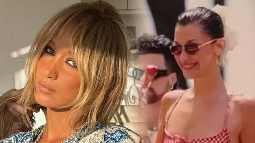 Filistin'e desteğini sürdürüyor! Bella Hadid'den kefiyeli elbise kombini