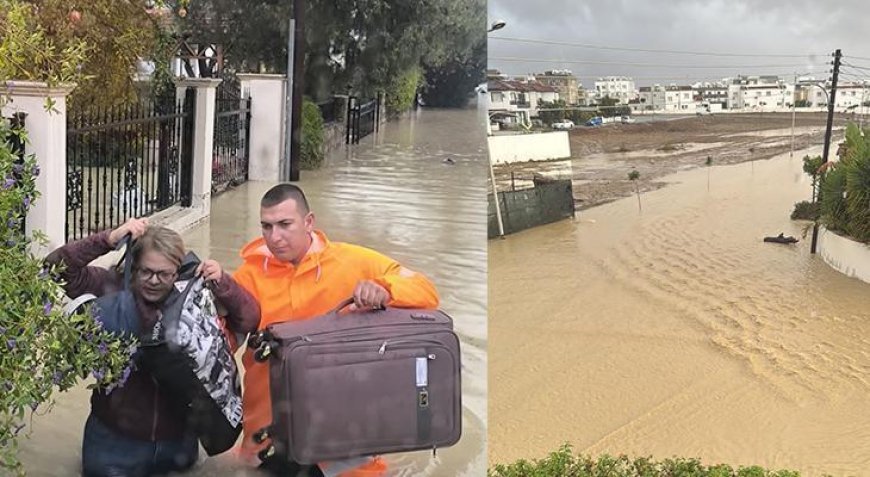 KKTC'de şiddetli yağışlar hayatı felç etti! Vatandaşlar mahsur kaldı