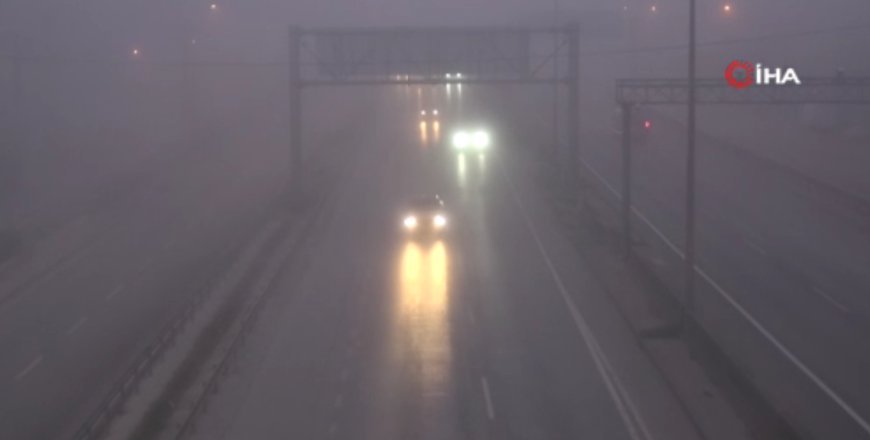 Kocaeli'de yoğun sis. D-100'de görüş mesafesi 75 metreye düştü