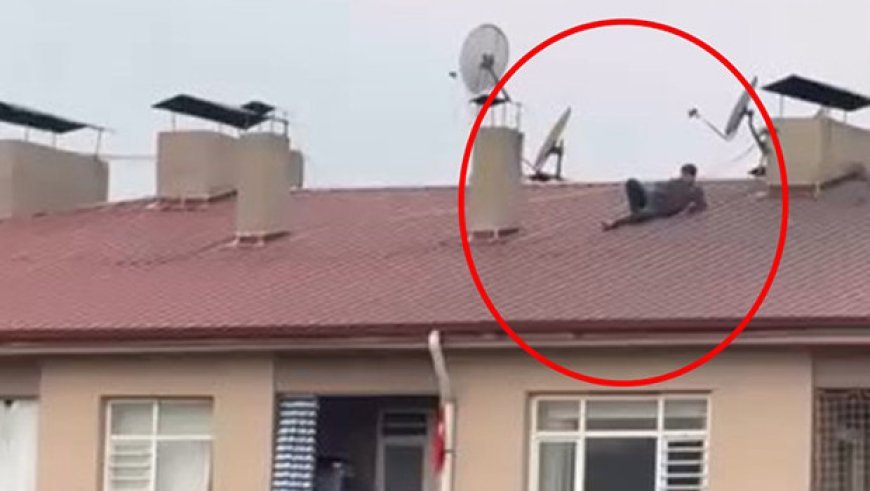Amatör Lig maçını çatıda uzanarak izledi; o anlar kamerada