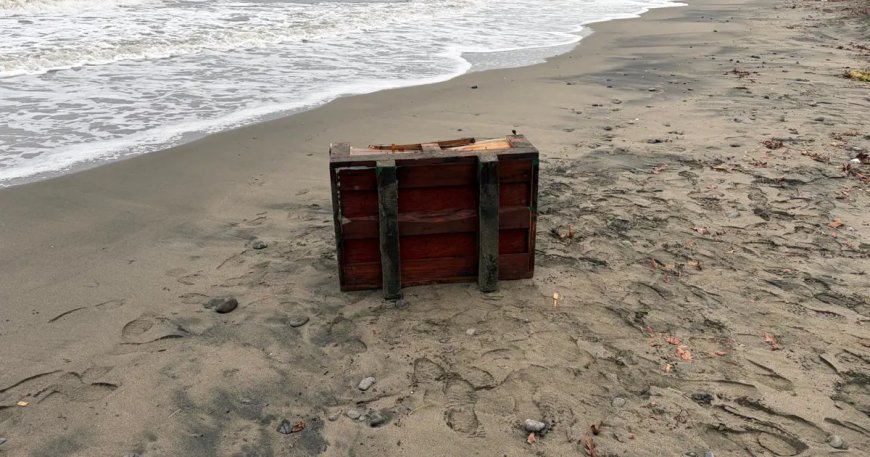 Samsun'da sahile, üzerinde Rusça yazılar olan sandık vurdu