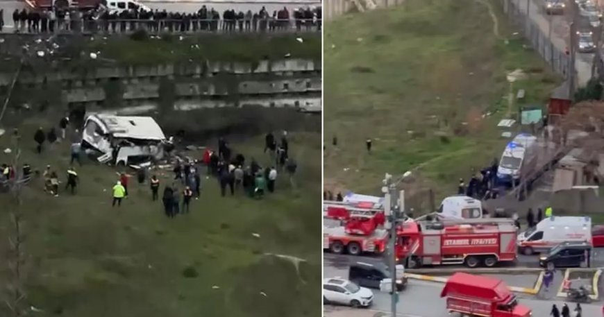 Esenyurt'ta servis aracı şarampole yuvarlandı. 4 ölü, 7 yaralı