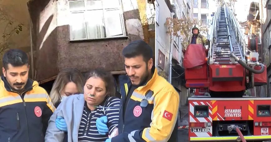 Şişli'de korku dolu anlar. Evinin yandığını görüp sinir krizi geçirdi
