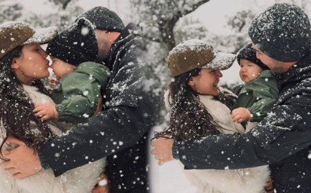 İstanbul'da lapa lapa kar yağdı... Pınar Deniz ve eşi Kaan Yıldırım çocuklar gibi eğlendi