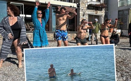 Yurdun büyük bölümünde kar teyakkuzu sürerken orada denize girdiler