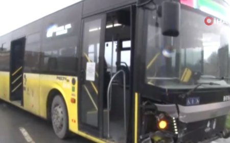 Arnavutköy'de İETT otobüsü bariyerlere çarptı