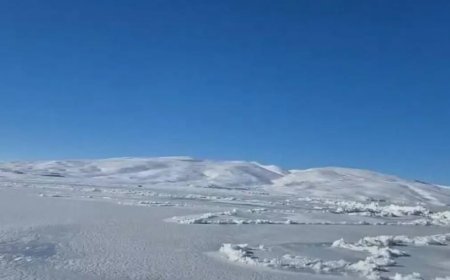 Eksi 30 dereceyle Çıldır Gölü'nün tamamı buz tuttu