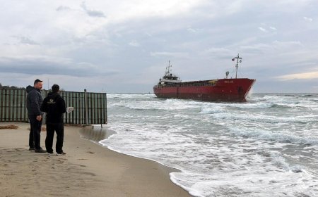 Tekirdağ'da karaya oturan kuru yük gemisinde inceleme yapıldı