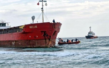 Karaya oturan kuru yük gemisini kurtarma çalışmaları sürüyor