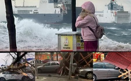 İstanbul'u fırtına yıktı geçti! Denizle kara birleşti, kıyıdaki tekneler parçalandı