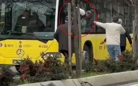 İETT şoförü, otobüsün camından çıkarak trafikte kavga etti