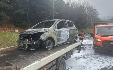 Fatih Sultan Mehmet Köprüsü'nde araç alev aldı