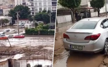 Mersin'de kuvvetli sağanak. 20'ye yakın araç sular altında kaldı