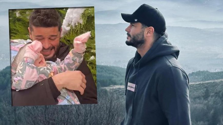 Berk Oktay ve kızı Mira Milena'nın kar sevinci