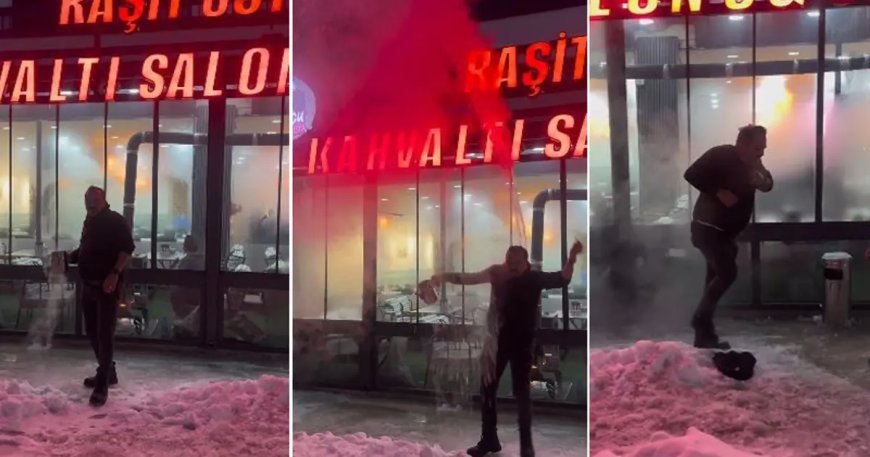 Fenomen tostçu şov yapmak isterken kendini yaktı. Bir demlik sıcak su başından aşağı döküldü