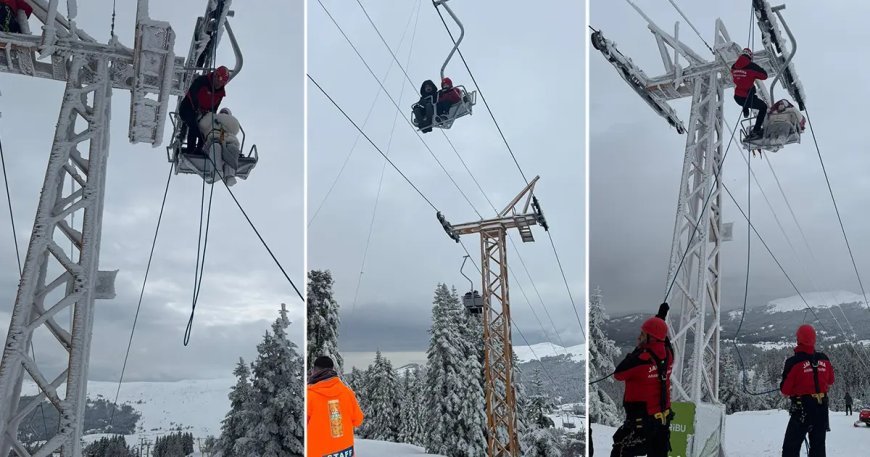 Uludağ'da telesiyej arızası. Onlarca tatilci havada mahsur kaldı