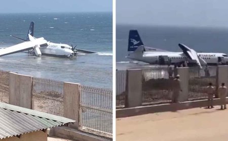 SON DAKİKA HABERLER: Somali'de uçak okyanus kıyısına indi! Bölgeden ilk görüntüler geldi
