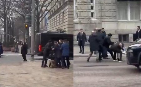 ABD’de Azerbaycan Cumhurbaşkanı Aliyev’e yönelik provokatif eylem girişimi! Arbede anları kamerada