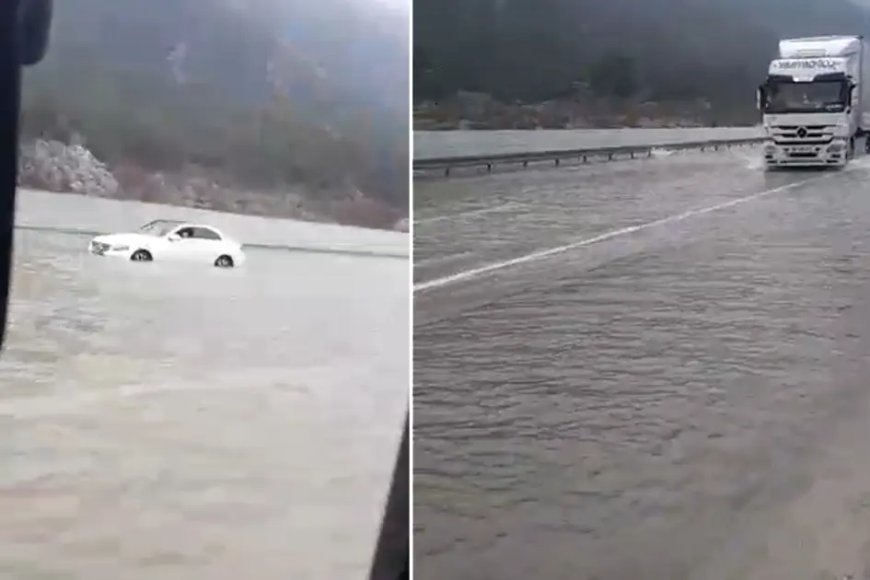 Yola çıkacaklar dikkat! Yeni Antalya-Konya Karayolu ulaşıma kapandı. Sağanak karayolunu göle döndürdü