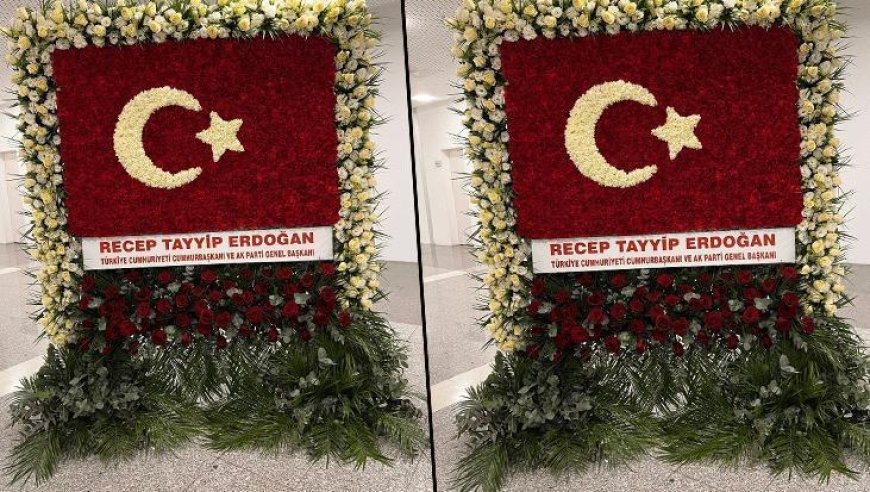 Cumhurbaşkanı Erdoğan'dan MHP'nin 57. kuruluş yıl dönümü için Türk bayraklı kutlama çiçeği