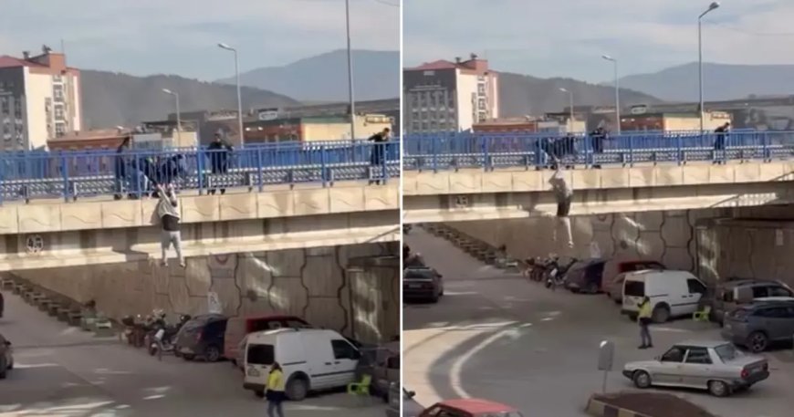 Köprüde can pazarı. Tutunamayınca yere düştü
