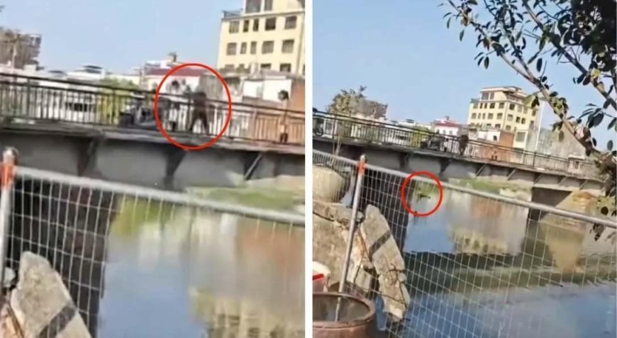 Karısıyla tartışırken çocuğunu köprüden attı! Korkunç olay kameralarda