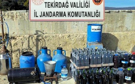 Tekirdağ'da çiftlik evinde silah, sahte içki, uyuşturucu ele geçirildi