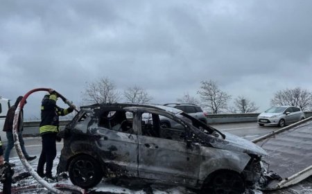 Tekirdağ'da kaza yapıp alev alan otomobil, kullanılamaz hale geldi