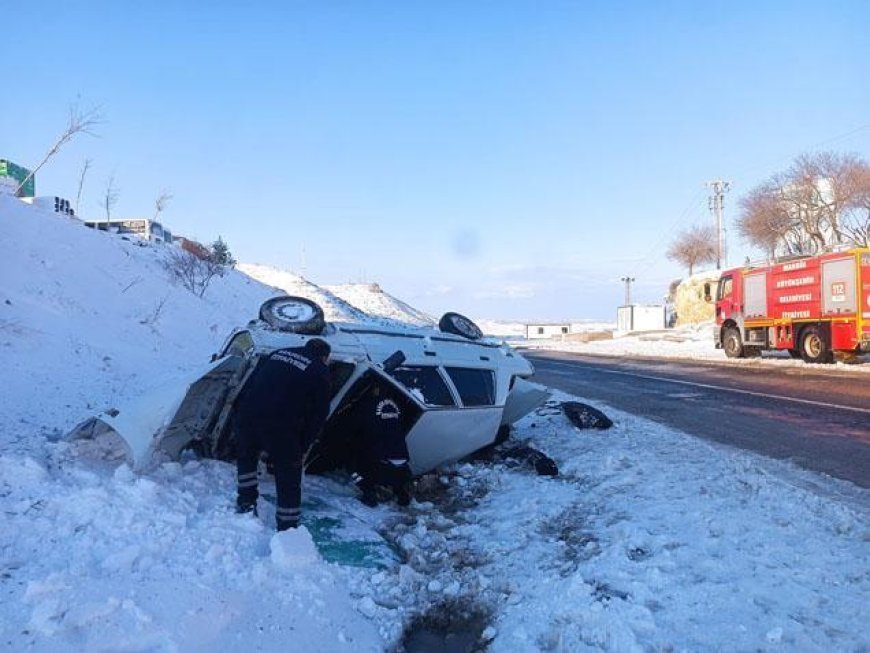 Mazıdağı yolunda korkutan kaza! Otomobil şarampole uçtu