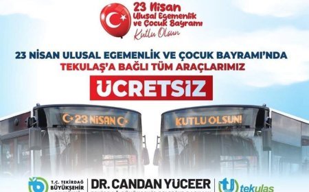 Tekirdağ’da 23 Nisan’da ulaşım ücretsiz