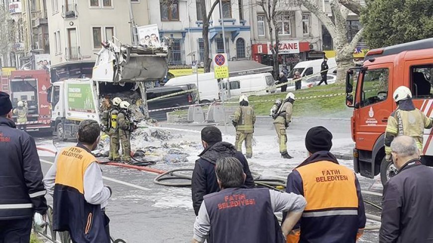 Fatih'te çöp kamyonunda patlama! Cadde trafiğe kapatıldı