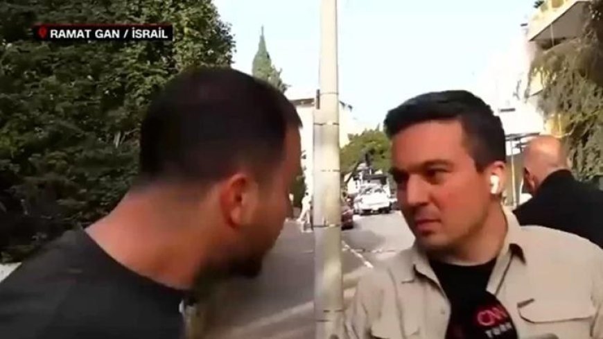 İsrail'de CNN Türk canlı yayınına müdahale! 'Türk yazısını görünce geldi'