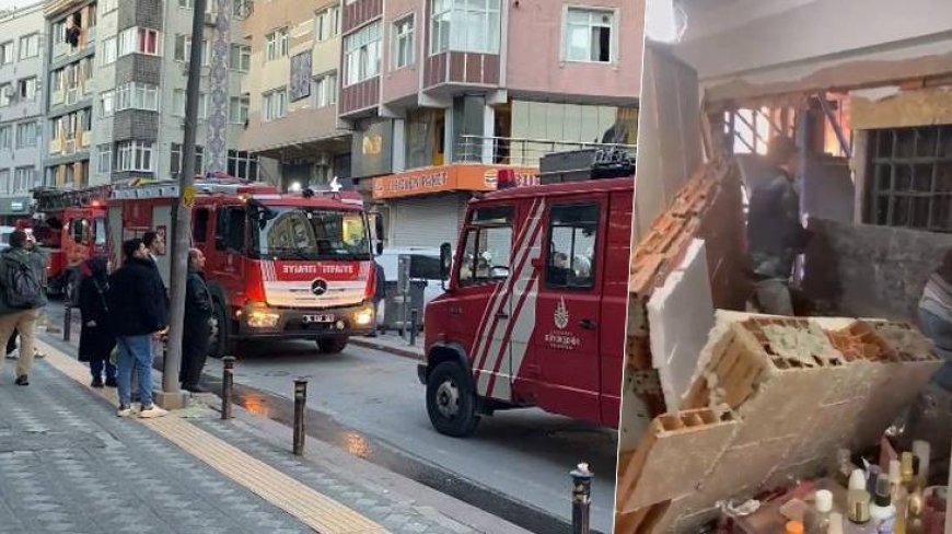 Zeytinburnu'nda korku dolu anlar! İnşaatta beton döküldüğü anda yan binanın duvarı çöktü; 2 gözaltı