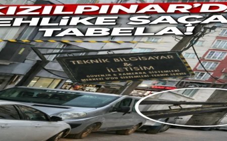 Kızılpınar’da Tehlike Saçan Tabela Endişe Yarattı