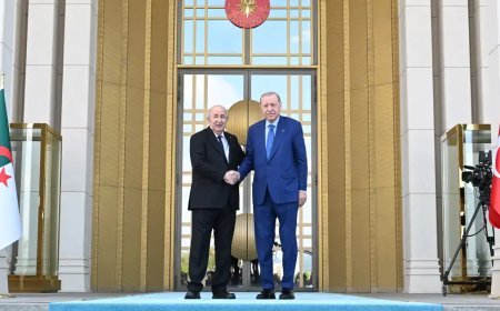 Cezayir Cumhurbaşkanı Tebbun Ankara'da. Cumhurbaşkanı Erdoğan resmi törenle karşıladı