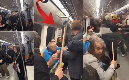 Galatasaray'ın şampiyonluk kutlamasında ortalık karıştı! Metroda oklava şoku