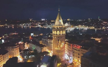 Galata Kulesi’nde anlamlı mesaj! Havadan çekilen görüntüler hayran bıraktı
