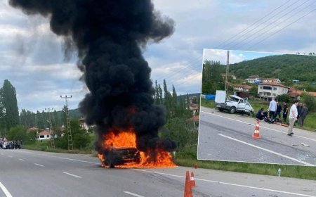 Feci kaza! Çarpışan otomobil alev topuna döndü; dede ile torunu hayatını kaybetti