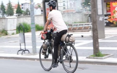 Düzce'de mola verdi! Milano'dan Tokyo'ya uzanan bisiklet yolculuğu