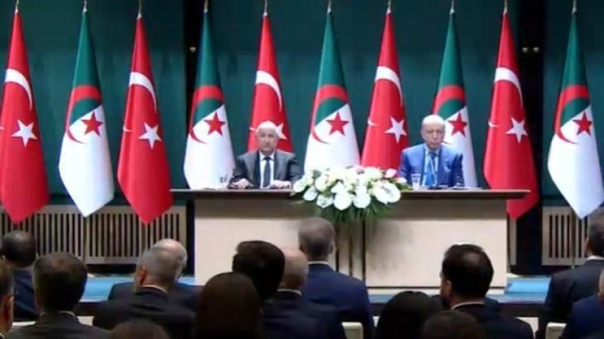 Cezayir Cumhurbaşkanı Ankara'da! Cumhurbaşkanı Erdoğan Cezayirli mevkidaşıyla açıklama yapıyor