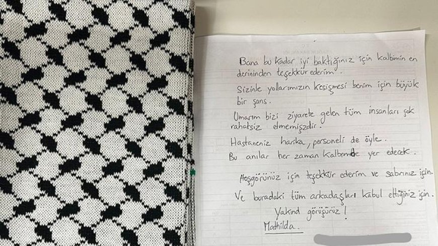 Sumud Filosu aktivisti Mallet’ten Türk sağlık çalışanlarına teşekkür mektubu