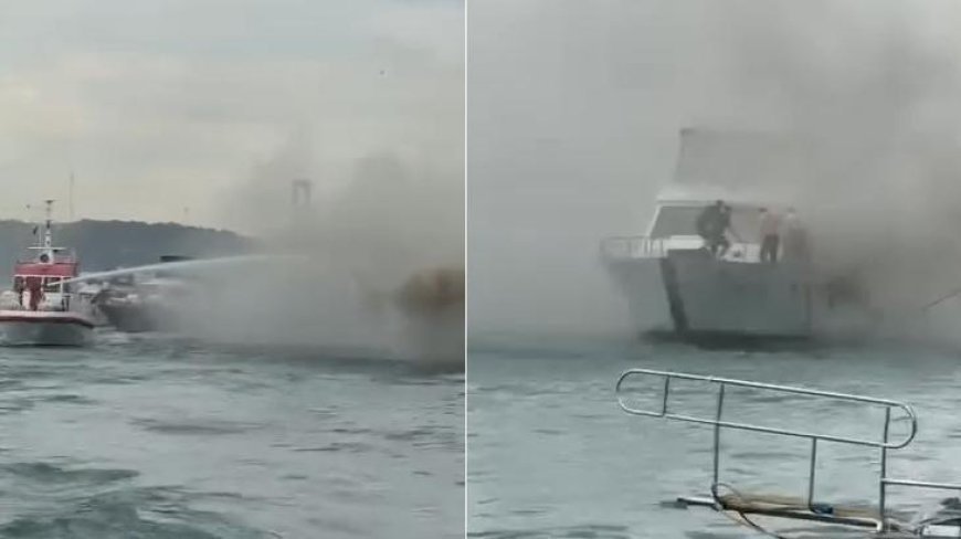 İstanbul Bebek sahili açıklarında teknede korkutan yangın