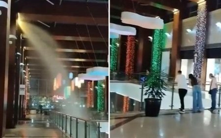 AVM'de bir garip olay! Fıskiyeler açıldı, ortalık göle döndü