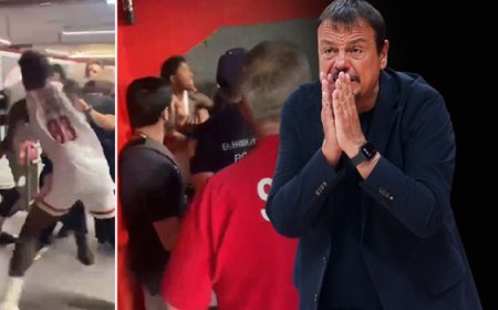 Yunanistan'da şampiyonluğun ardından salon karıştı: Maç sonu oyuncular arasında yumruklu saldırı! Ergin Ataman adeta çıldırdı
